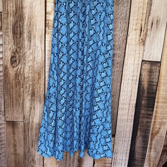 L’Agence Sachi Dress Paloma Snake Blue Multi XL NWT Maxi Empire Statement - Picture 4 of 10